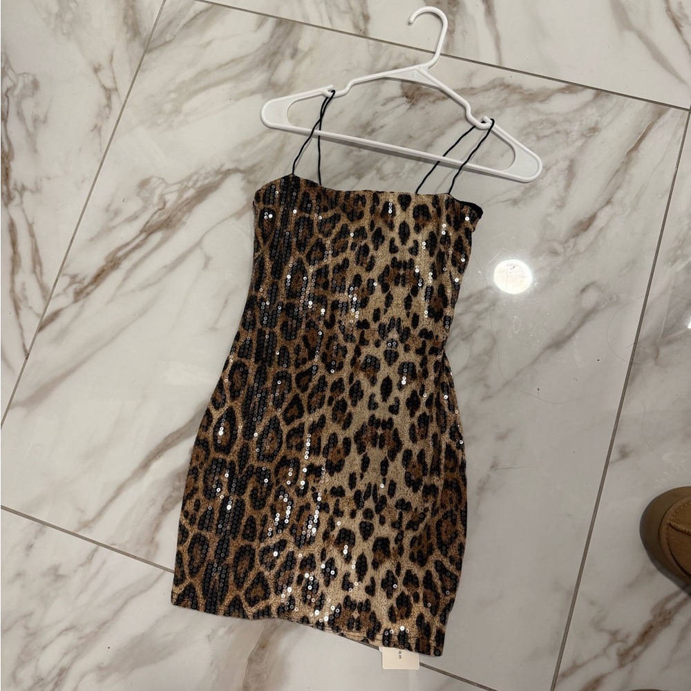 Commense leopard short mini dress